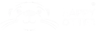 happy otter logo white on black